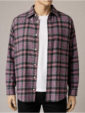 Bogner Plaid Button Down Cotton Flannel Shirt, Size EU 42